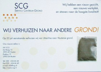 Verhuiskaart SCG met zakje grond