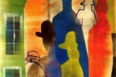 Compositie met figuren op straat, 1944