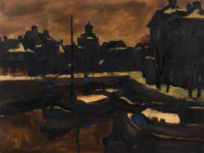 Wintergezicht omgeving Westerhaven in Groningen, 1988