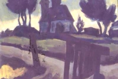 Marten Klompien - Kerkje op de wierde van Dorkwerd