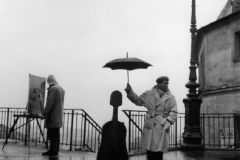 Musician in the rain
